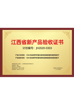 江西省新产品验收证书